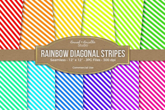 Download Rainbow Diagonal Stripes Digital Paper - Diagonal stripes Collection