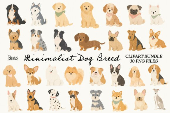 Download Minimalist Cute Dog Breed Clipart Bundle - Minimal Collection