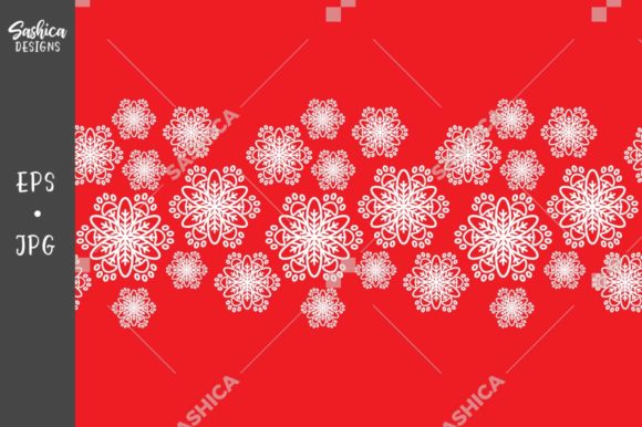 Download Snowflakes/paw Prints Red Pattern Border - Snow Collection
