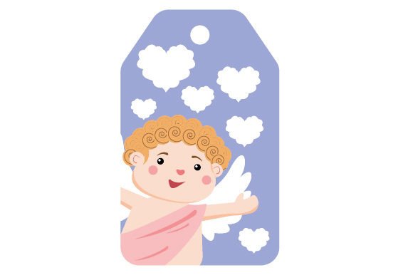 Download Kawaii Cupid Peeping - Valentines Gift Tag Label - Valentines gift Collection