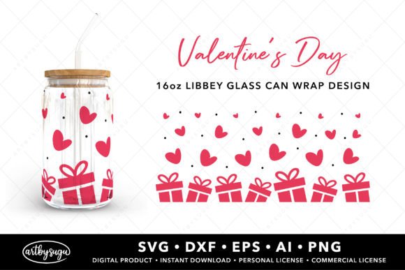 Download Valentines Gift Box Libbey Glass Can SVG - Valentines gift Collection
