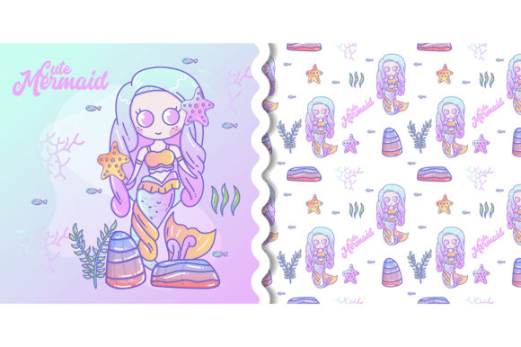 Download Cute Seamless Pattern with Mermaids - Mermaid Collection