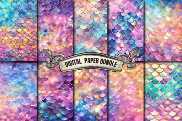 Download Watercolor Mermaid Scales Digital Paper - Mermaid Collection