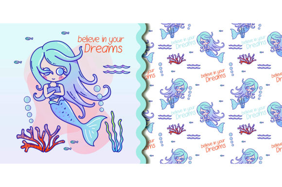 Download Cute Seamless Pattern with Mermaids - Mermaid Collection