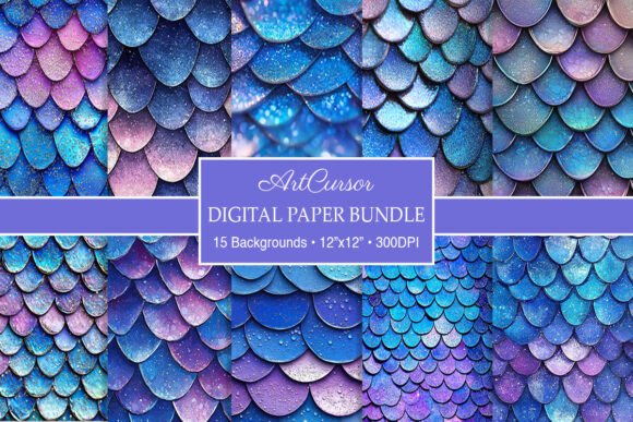 Download Glitter Mermaid Scales Digital Papers - Mermaid Collection