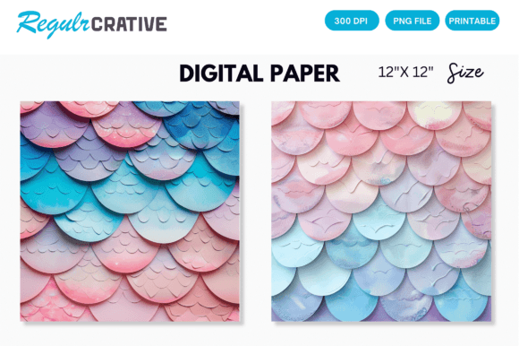 Download Ombre Mermaid Scale Paper Digital Paper - Mermaid Collection