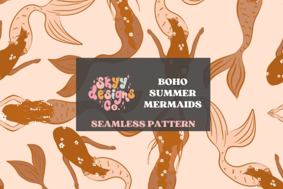Download Boho Summer Mermaids Seamless Pattern - Mermaid Collection