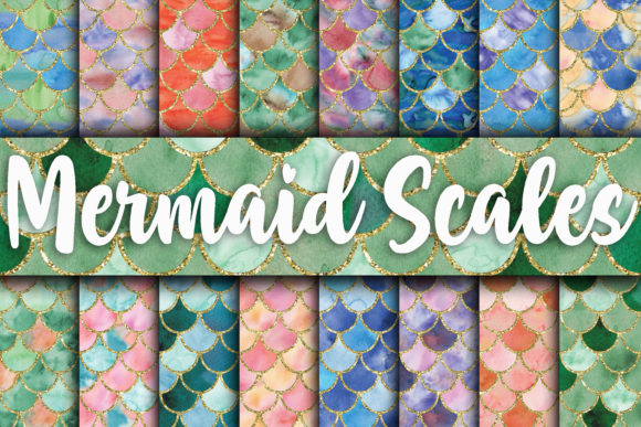 Download Watercolor Mermaid Scales Digital Paper - Mermaid Collection