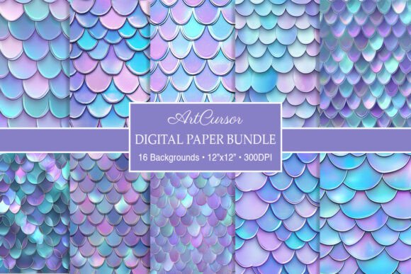 Download Iridescent Aqua Lavender Mermaid Scales - Mermaid Collection