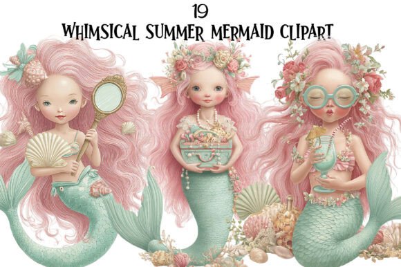 Download Whimsical Summer Mermaid Clipart - Mermaid Collection