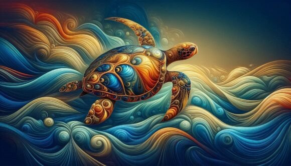 Download Abstract Turtle, Golden Sea Curves - Abstract Collection