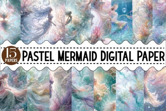 Download Pastel Mermaid Digital Paper Bundle - Mermaid Collection