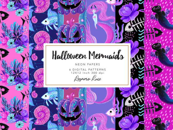 Download Halloween Mermaid Papers, Pattern - Mermaid Collection