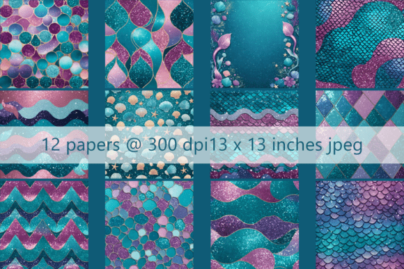 Download 12 Mermaid Digital Papers Background - Mermaid Collection