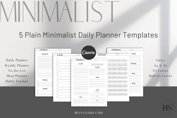 Download Minimalist Daily CANVA Planner Templates - Minimal Collection
