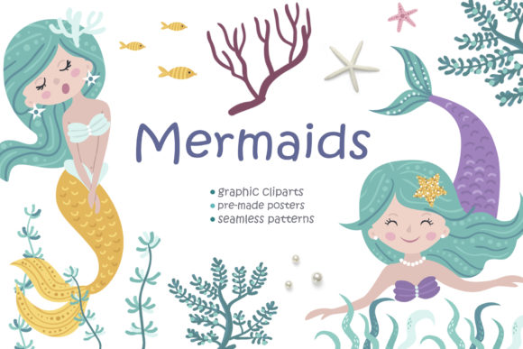 Download Mermaid Clipart &amp; Pattern - Mermaid Collection