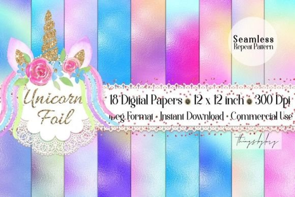 Download Seamless FUnicorn Mermaid Foil Papers - Mermaid Collection