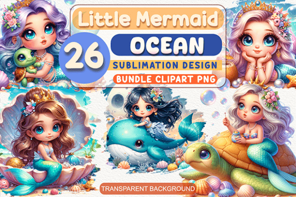 Download Cute Mermaid Clipart Bundle Sublimation - Mermaid Collection