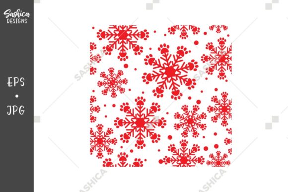 Download Snowflakes/paw Prints White,red Pattern - Snow Collection