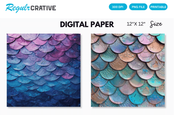 Download Ombre Mermaid Scale Paper Digital Paper - Mermaid Collection
