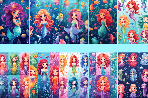 Download Cute Mermaid Papers Set - Mermaid Collection