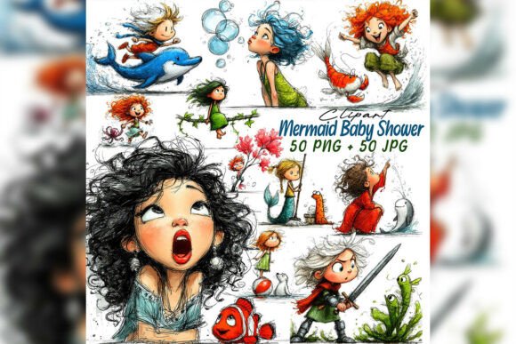 Download Whimsical Mermaid Clipart Ocean Party - Mermaid Collection