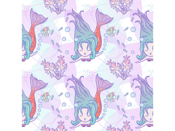 Download Cute Pattern with Mermaids and Jellyfish - Mermaid Collection