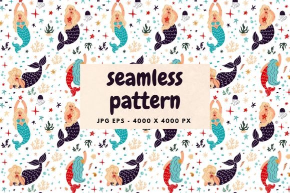 Download Pattern with Mermaids and Marine Life - Mermaid Collection