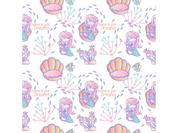 Download Cute Pattern with Mermaids and Jellyfish - Mermaid Collection