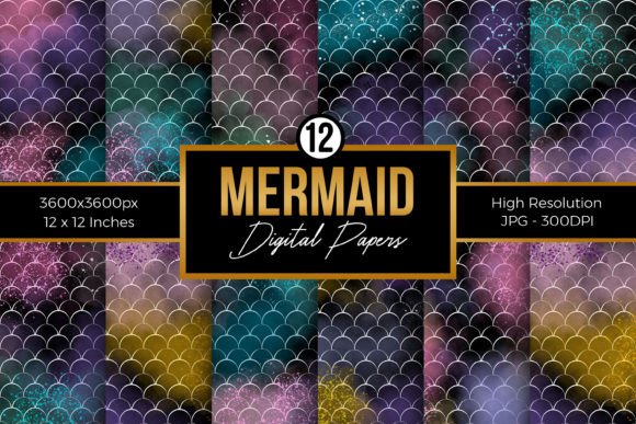 Download Watercolor Mermaid Digital Papers - Mermaid Collection