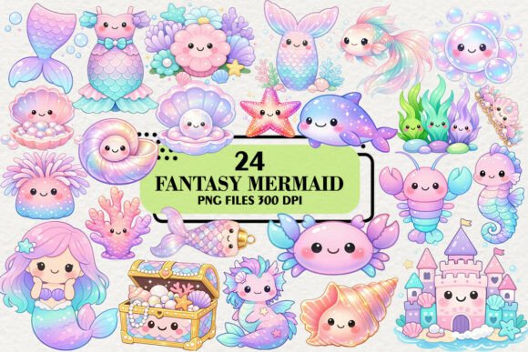 Download Kawaii Fantasy Mermaid Clipart Bundle - Mermaid Collection