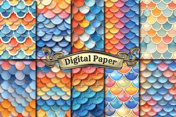 Download Rainbow Mermaid Scales Digital Paper - Mermaid Collection