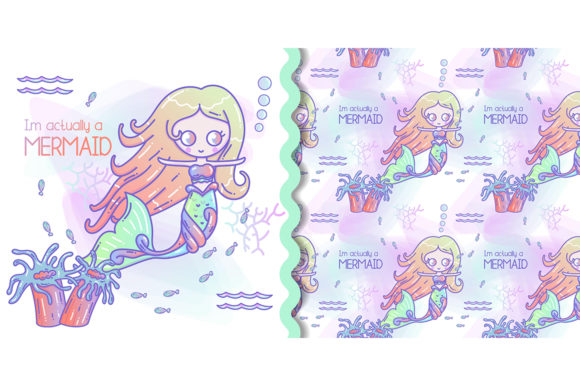 Download Cute Seamless Pattern with Mermaids - Mermaid Collection