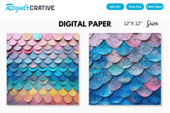 Download Ombre Mermaid Scale Paper Digital Paper - Mermaid Collection