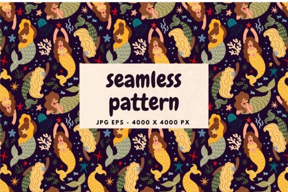 Download Mermaids Pattern, Mermaids Digital Paper - Mermaid Collection